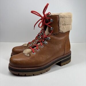 Clarks Orianna Hiker Women's US 8.5M Brown Leather Faux Fur Lace-Up Hiking Boots